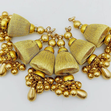 Handcrafted Gold Bead Tassels Latkan, Indian Latkans, Pearl Bell Tassels
